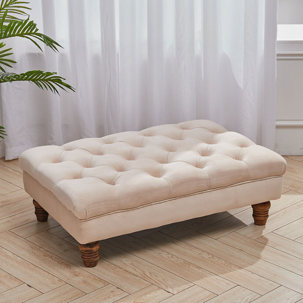 Living And Home Footstool Chesterfield Button Seat Bench Chair Ottoman Pouffe Stool Grey