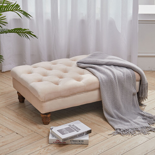 Living And Home Footstool Chesterfield Button Seat Bench Chair Ottoman Pouffe Stool 2