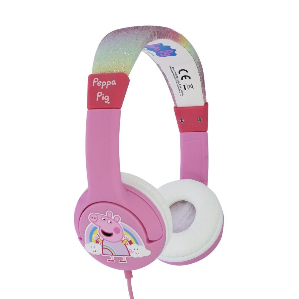 Otl Peppa Pig Rainbow Glitter Wired Headphones For Children - Pink 5055371623049