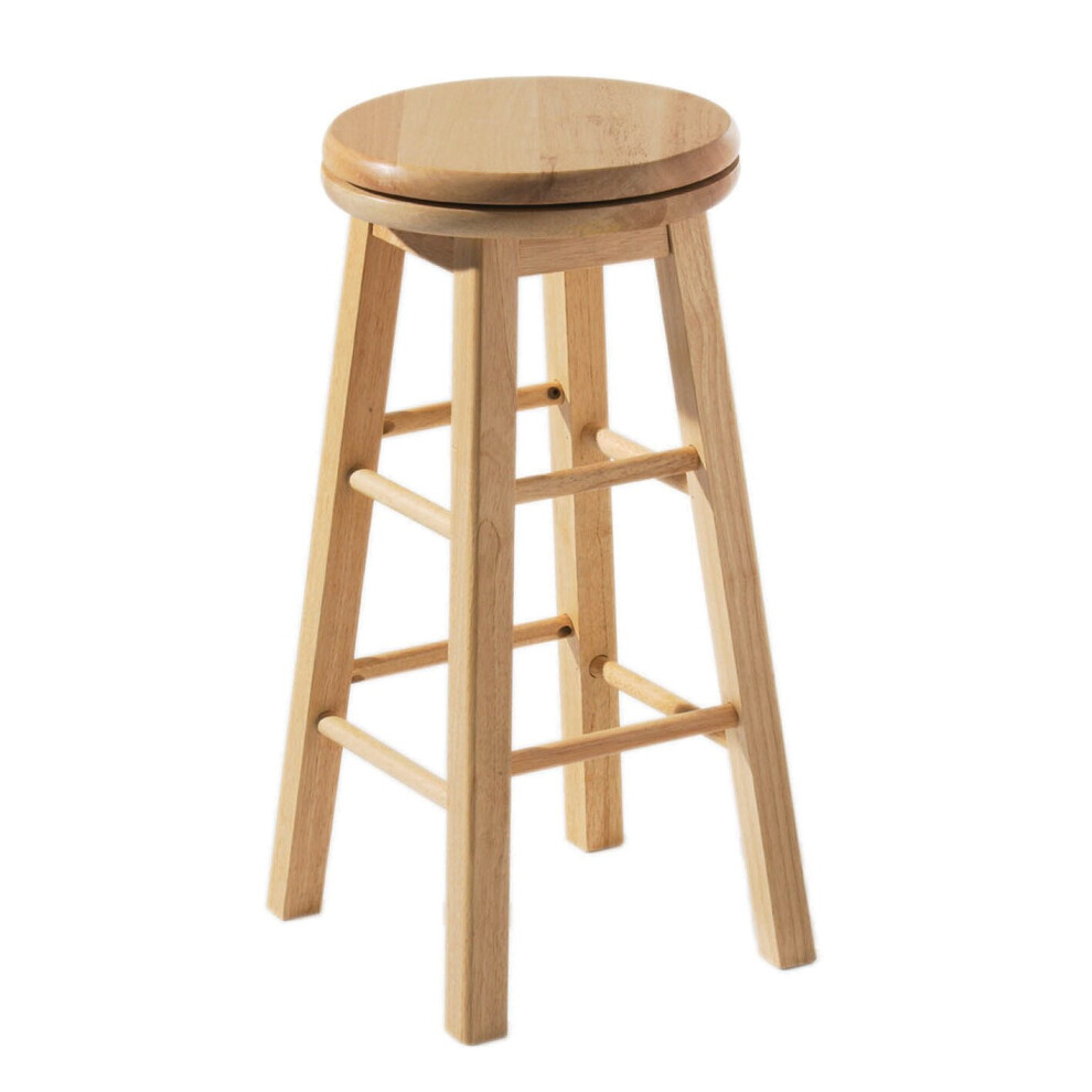 Premier Housewares Elegant Natural Tropical Hevea Wood Bar Stool, Swivel Bar Stool For Kitchen, Strong Modern Stool For Kitchen