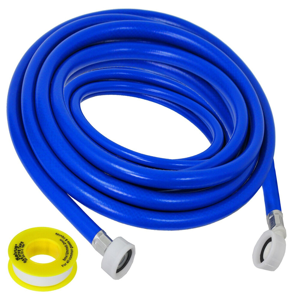 SPARES2GO Universal Fill Hose Washing Machine Dishwasher Inlet Pipe + PTFE Tape (5m) - Image 3
