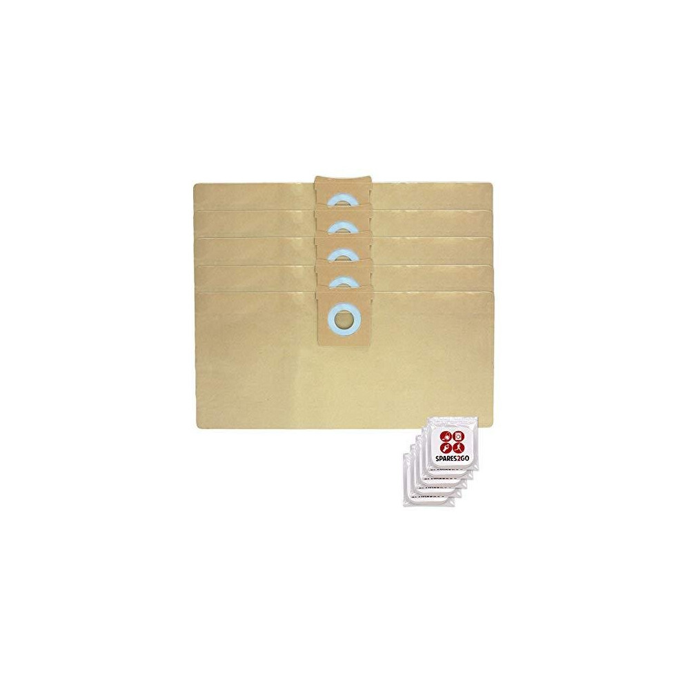 Spares2go Vacuum Dust Bags For Titan Wet & Dry 16L 20L 30L 40L Cleaner (Pack Of 5) + Freshener Tabs