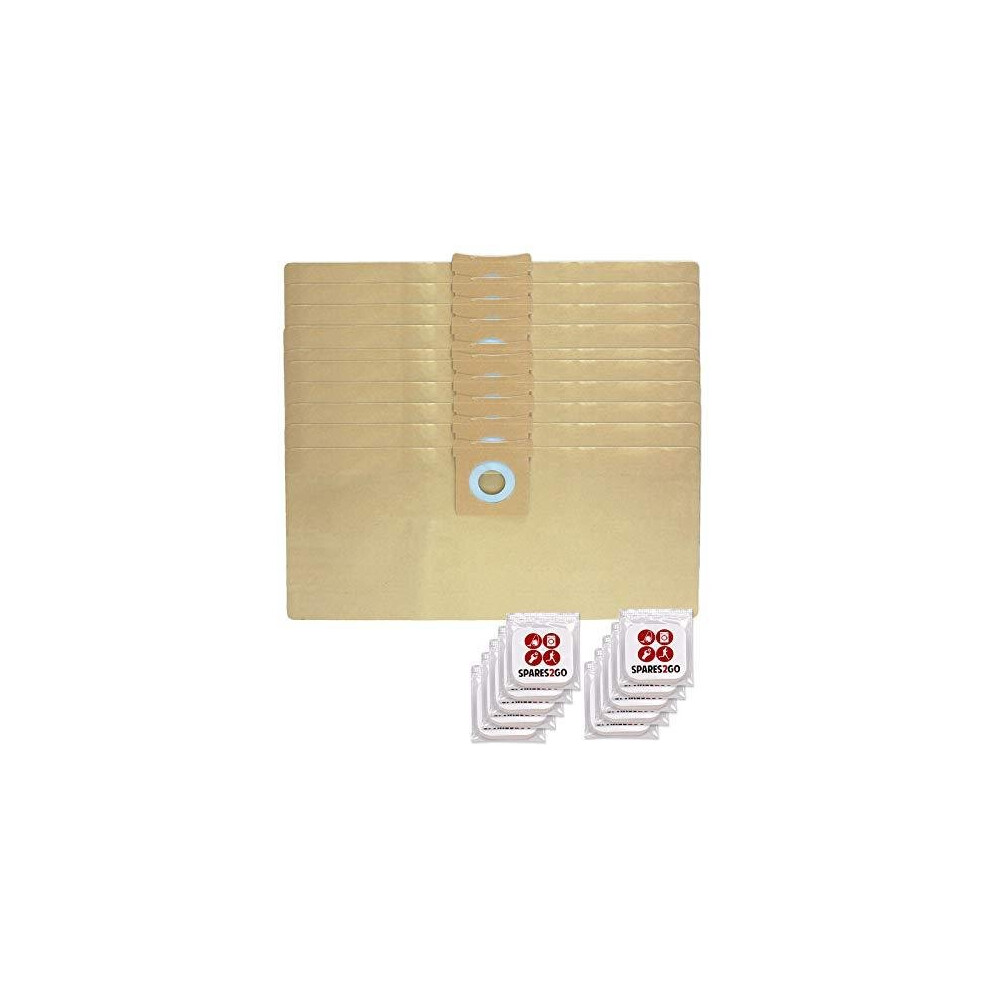 Spares2go Vacuum Dust Bags For Titan Wet & Dry 16L 20L 30L 40L Cleaner (Pack Of 10) + Freshener Tabs