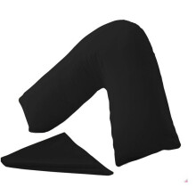 (Black, Plain V- Pillow Case with V Pillow ) Ease Care V Pillow Case Back Neck Nursing Support