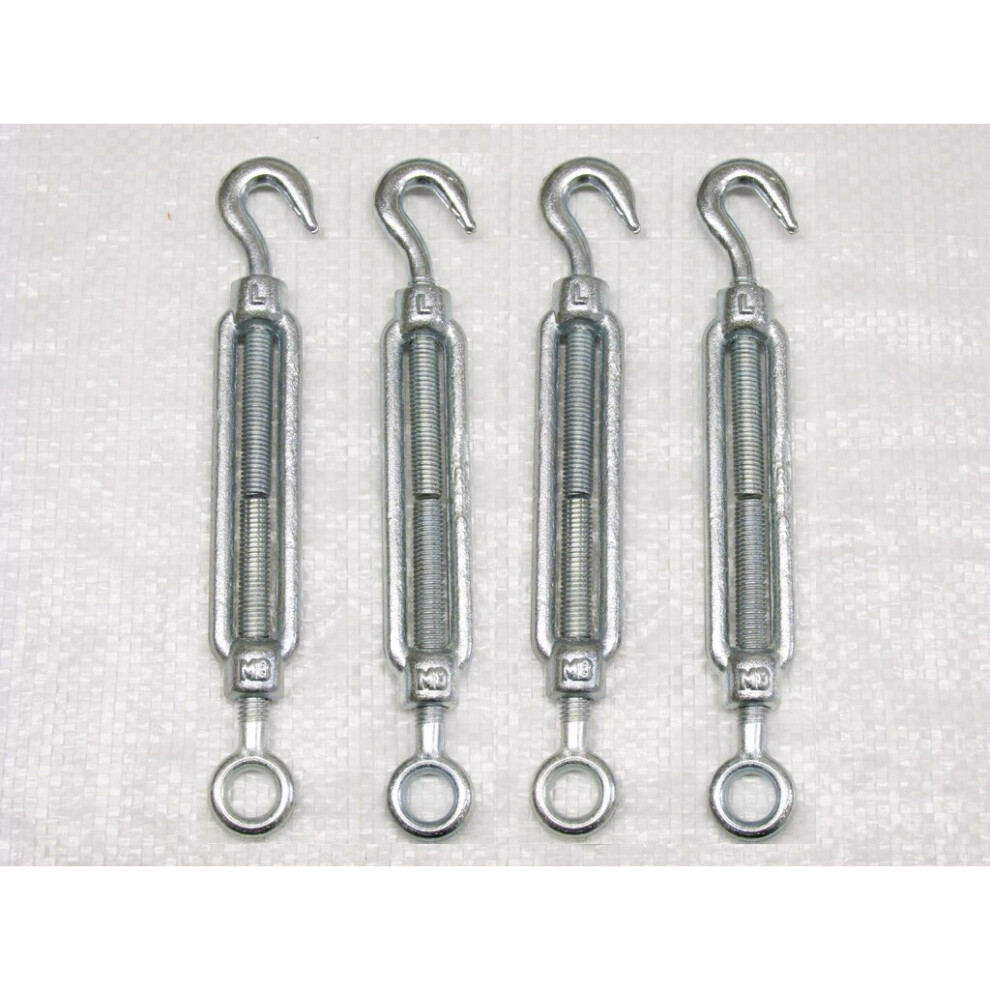 (M6, Pack of 4) Hook to Eye Turnbuckle Galvanised from 5MM - 32MM-image-OPC-P6NV2JZ-NEW