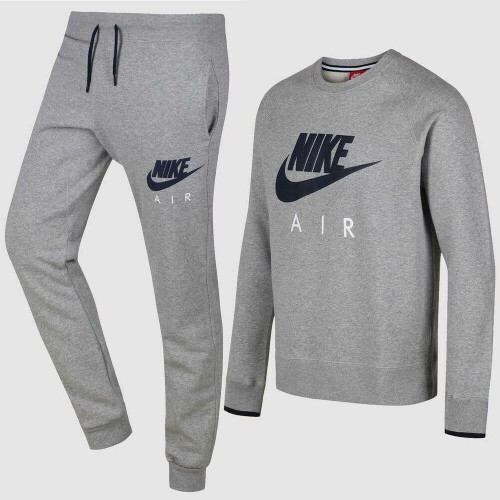 Nike Air Mens Full Tracksuit Set Fleece Sweatshirt Joggers Grey XL - Main Image