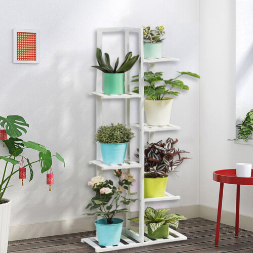 Living And Home Rustic Wooden Multi-Tiered Potted Plant Stand Rack 1
