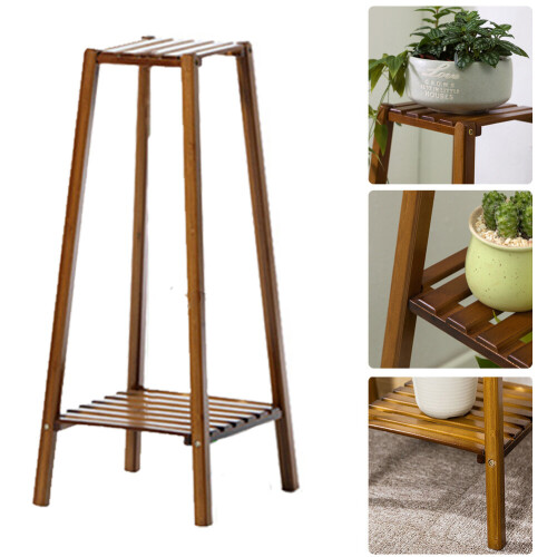 Living And Home Vintage Tiered Indoor Plant Stand Solid Wood Display Shelf 1