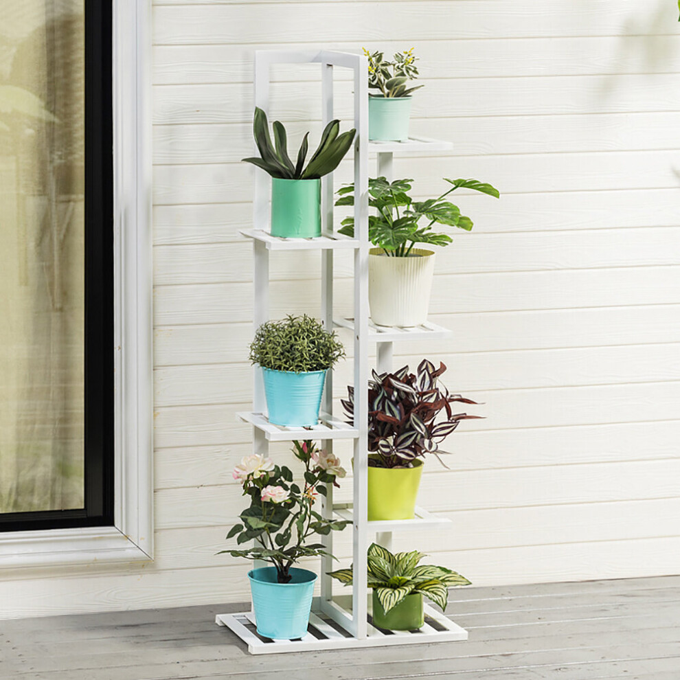 Rustic Wooden Multi-Tiered Potted Plant Stand Rack