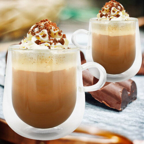 2pk Double Walled 275ml Glass Mugs 2