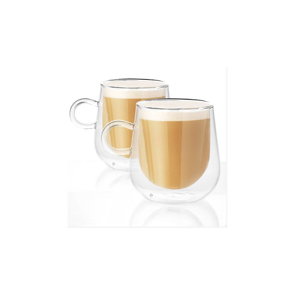 2pk Double Walled 275ml Glass Mugs