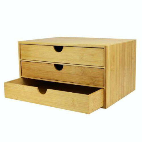 Bamboo Desktop 3 Drawer Wide Stand for Office Home 1