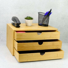 Bamboo Desktop 3 Drawer Wide Stand for Office Home