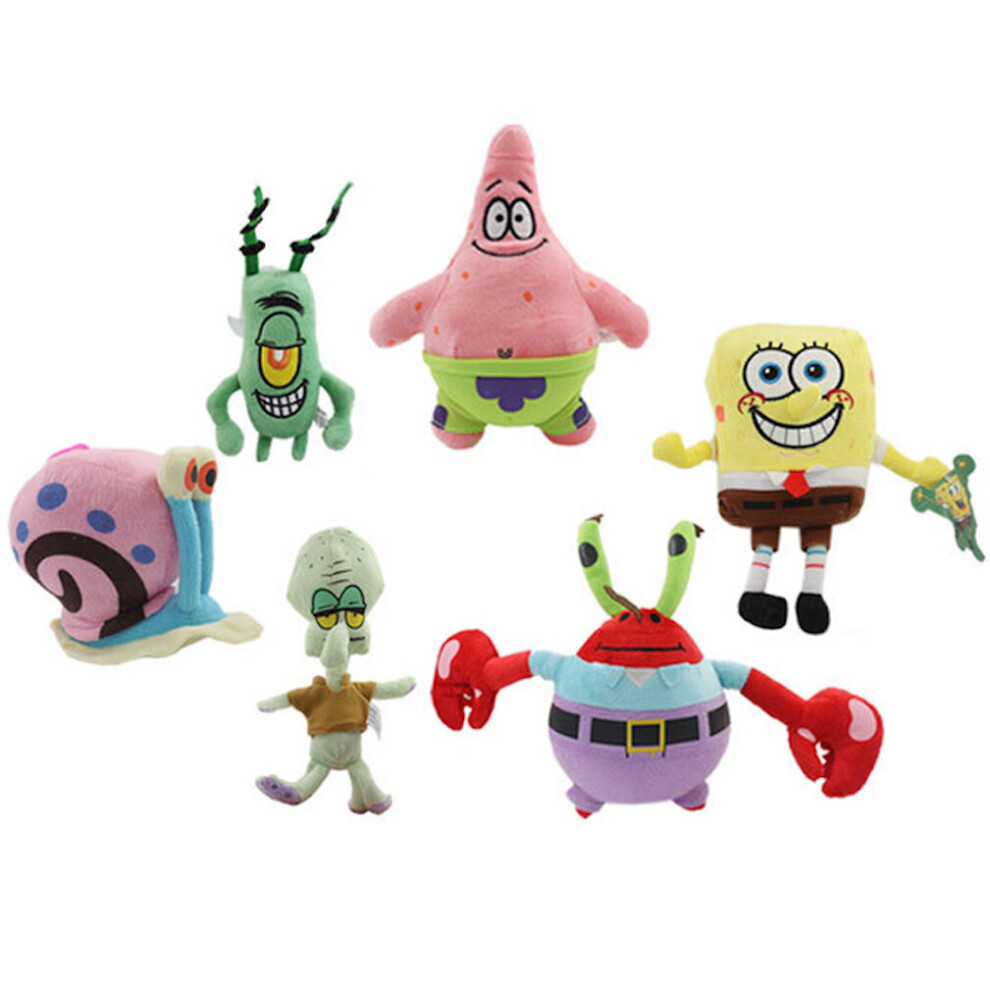 Eastvaps 6-Piece Spongebob Plush Set: Patrick Star, Squidward Tentacles & Gary – Soft, Eco-Friendly Plush Toys For Kids