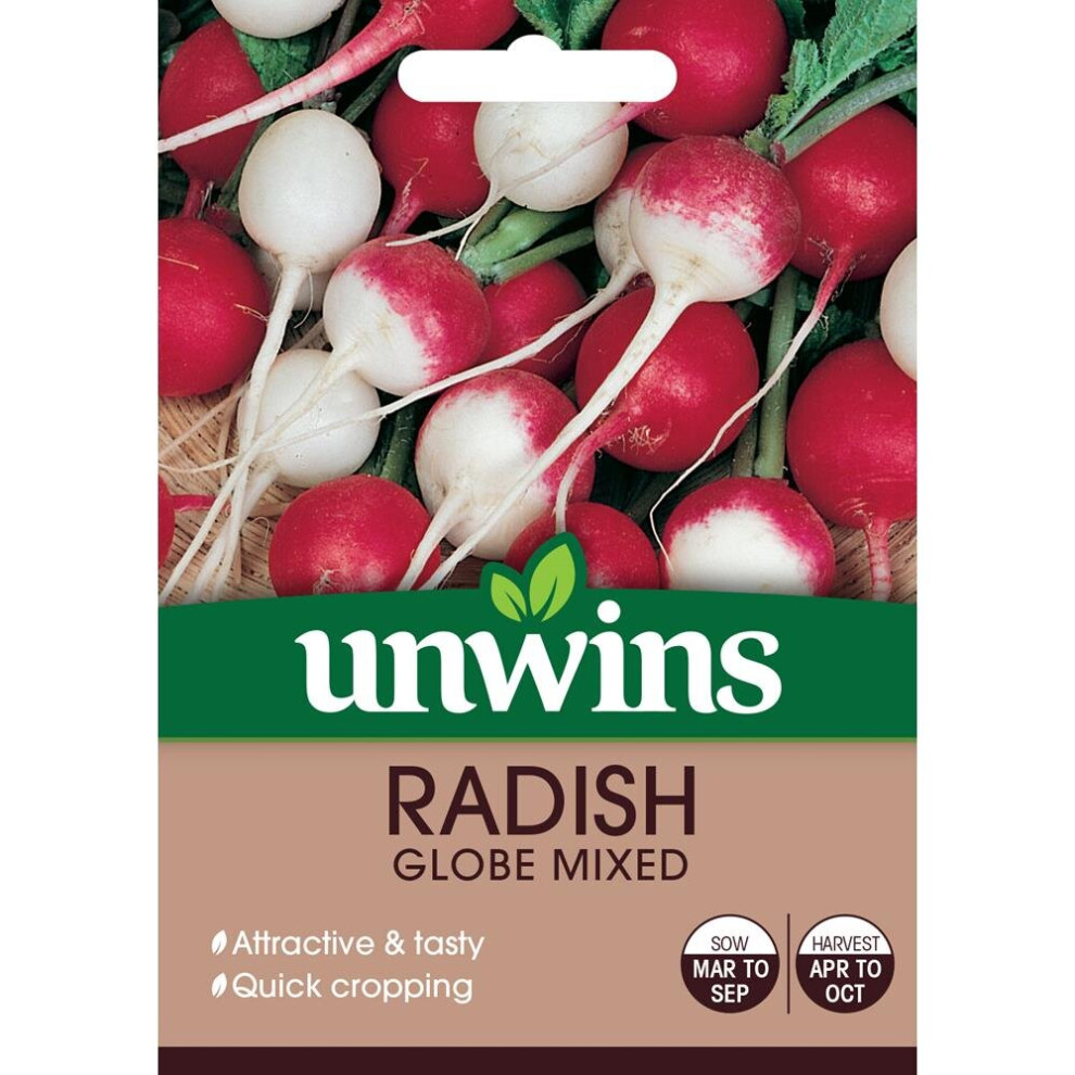 Unwins Grow Your Own Globe Mixed Radish Vegetable Seeds Pink/White