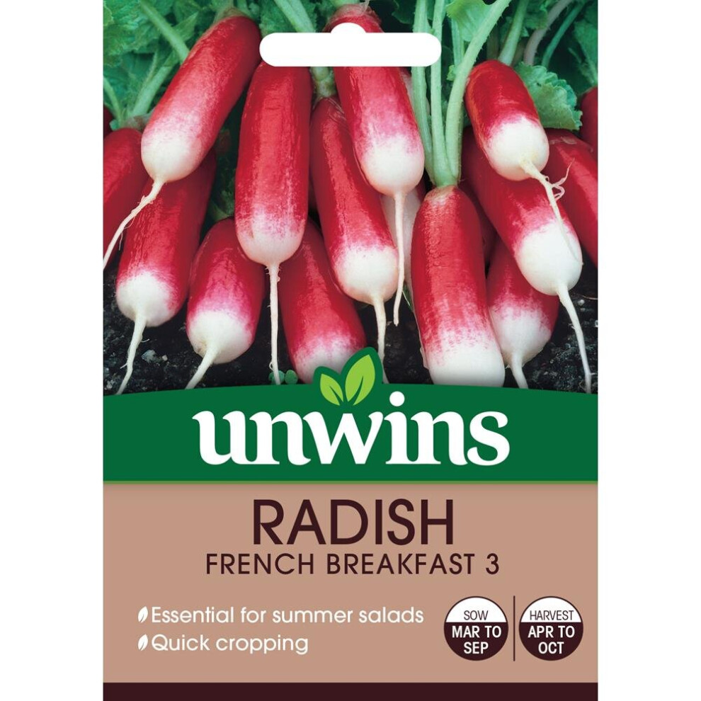 Unwins Grow Your Own French Breakfast 3 Radish Vegetable Seeds