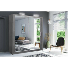 (Grey, 203 cm) Sliding Mirror Door Wardrobe | Milan