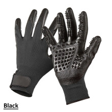 (Black) Pet Gloves Brush Cleaner Dog Cat Horse Grooming Hair Remover Shedding Massage