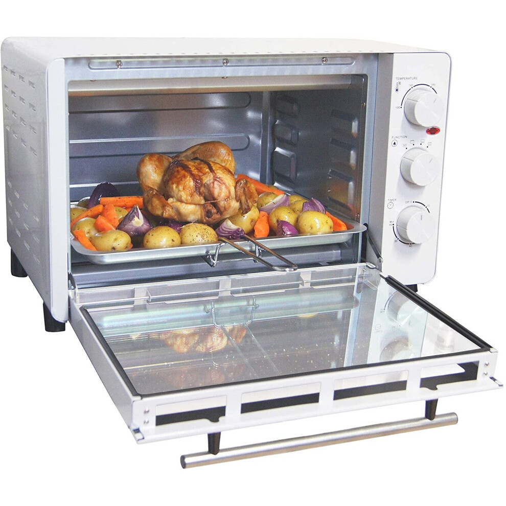 Igenix Ig7131 Mini Oven Electric Cooker And Grill, Ideal For Roasting, Baking, Grilling And Reheating With Aluminium Baking Tray, 30 Litre, White