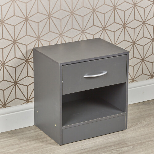 (Dark Grey) Compact Bedside Table with 1 Drawer 1