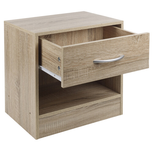 (Antique Oak) Compact Bedside Table with 1 Drawer 2