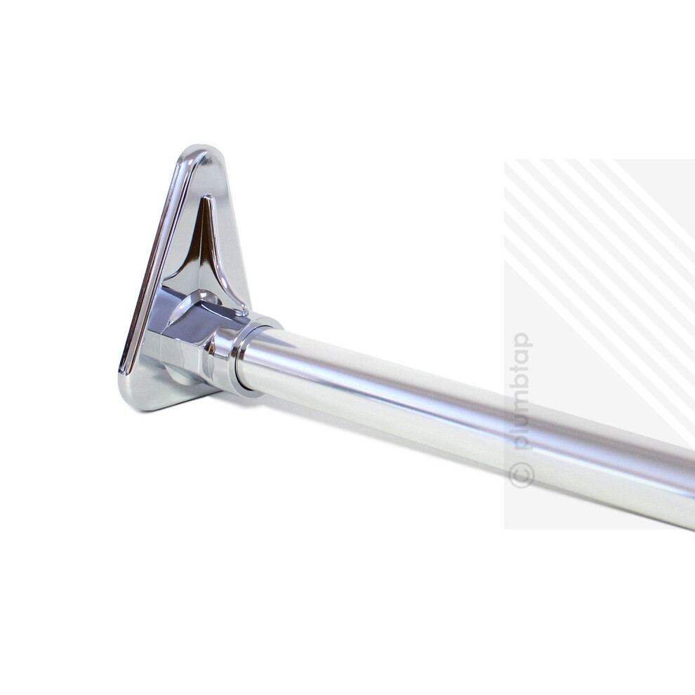 (Chrome) EcoSpa Shower Bath Curtain Rail Pole L or U Shape