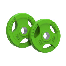 (10kg, Pair) Rubber Coated Tri Grip Weight Plates
