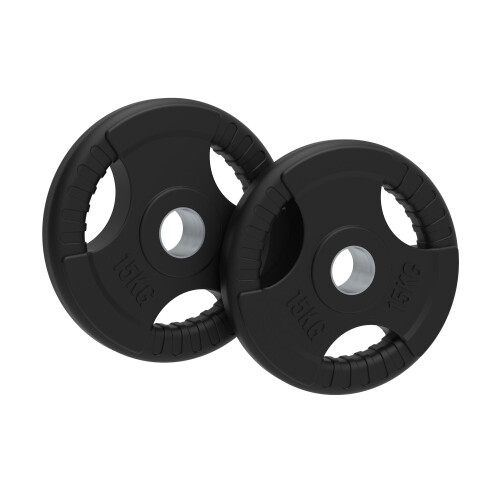 2 x 15kg Disques Olympiques Tri-Grip Caoutchouc
