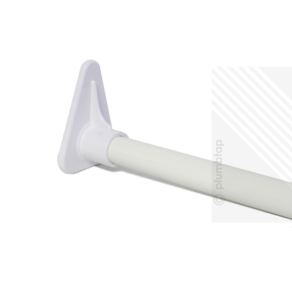 (White) EcoSpa Shower Bath Curtain Rail Pole L or U Shape