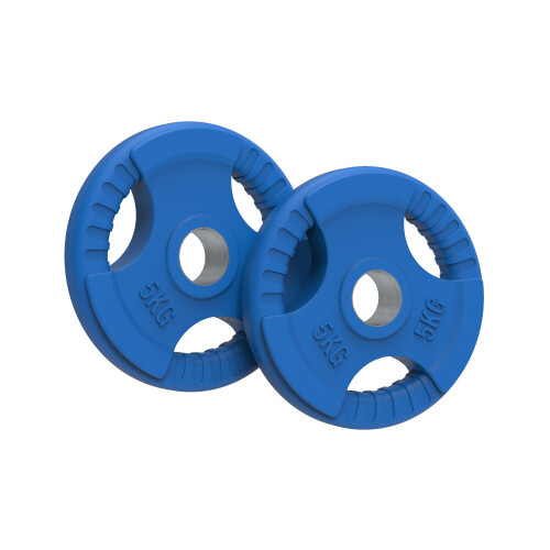 (5kg, Pair) Rubber Coated Tri Grip Weight Plates