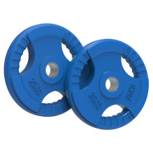 (25kg, Pair) Rubber Coated Tri Grip Weight Plates