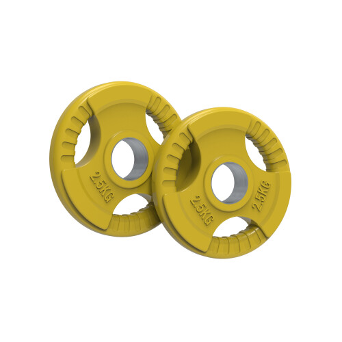 (2.5kg, Pair) Rubber Coated Tri Grip Weight Plates
