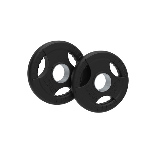 (2.5kg, Pair) Black Rubber Coated Tri Grip Weight Plates