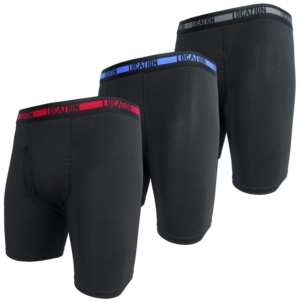 (Contender 1, 3XL) Mens Location Boxers 3 Pack Sports Longer Leg Boxer Shorts Adults Underwear