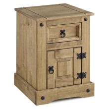 Seconique Corona Distressed Waxed Pine Petite 1 Door 1 Drawer Bedside Cabinet
