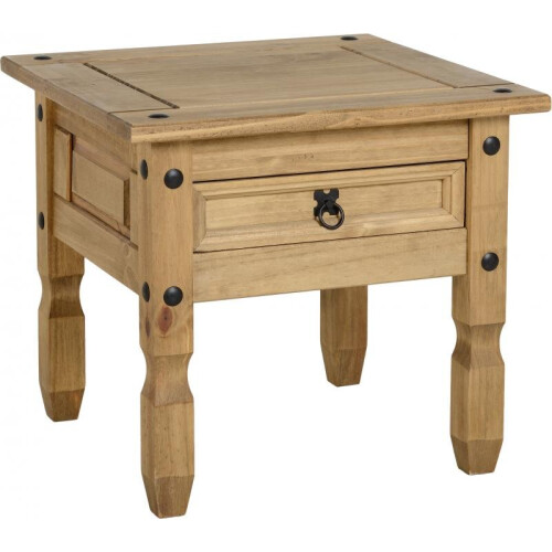 Seconique Seconique Corona Distressed Waxed Pine 1 Drawer Lamp Table
