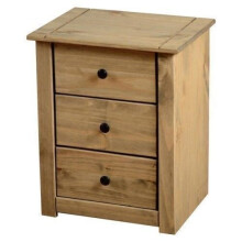 Seconique Panama Solid Waxed Pine 3 Drawer Bedside Chest