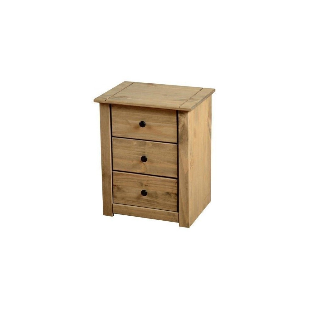 Seconique Panama Solid Waxed Pine 3 Drawer Bedside Chest