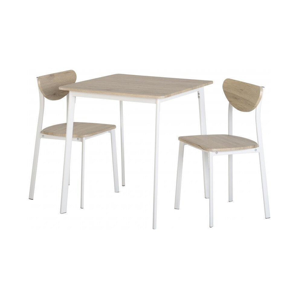 Seconique Riley Small Dining Set - Oak Veneer Table & 2 Chairs Light