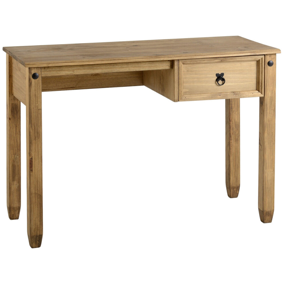 Seconique Corona Distressed Waxed Pine 1 Drawer Study Desk Black