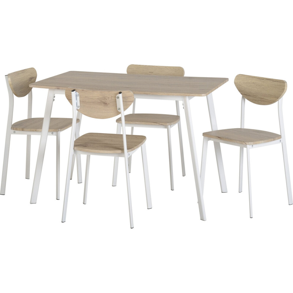 Seconique Riley Light Oak 5 Piece Dining Set - Dining Table & 4 Chairs