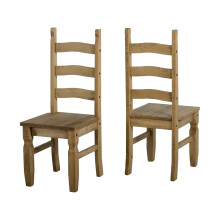Seconique Corona Distressed Waxed Pine Dining Chairs, Set of 2