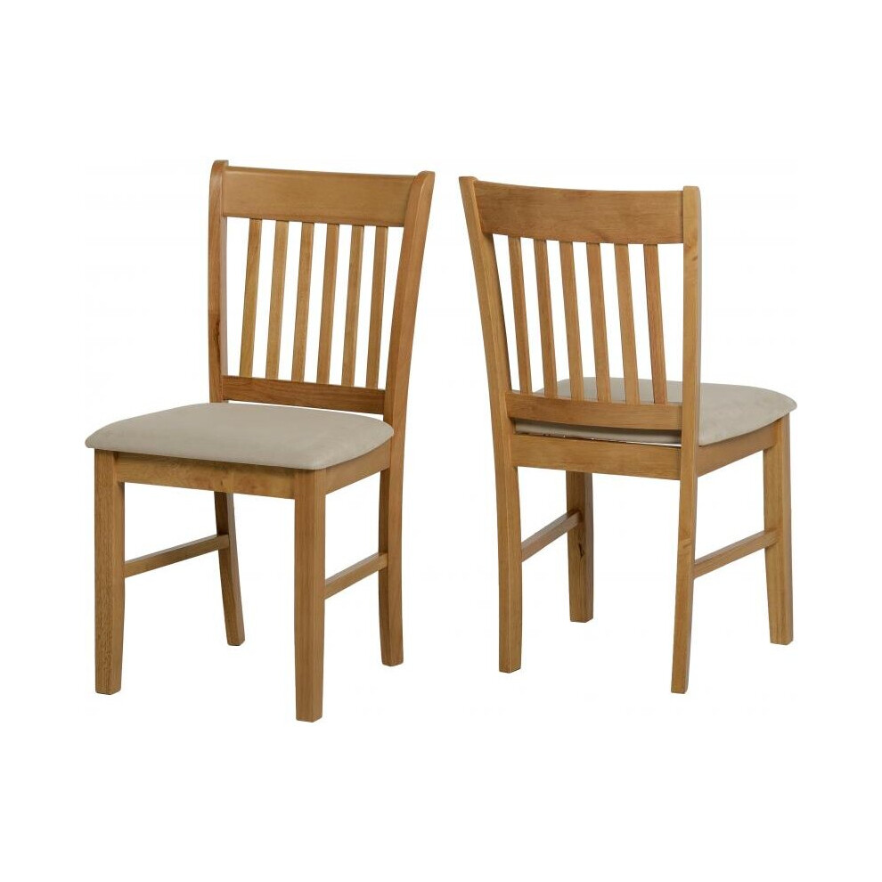 Seconique Oxford Solid Wood Dining Chairs - Mink Microsuede Seat, Set of 2
