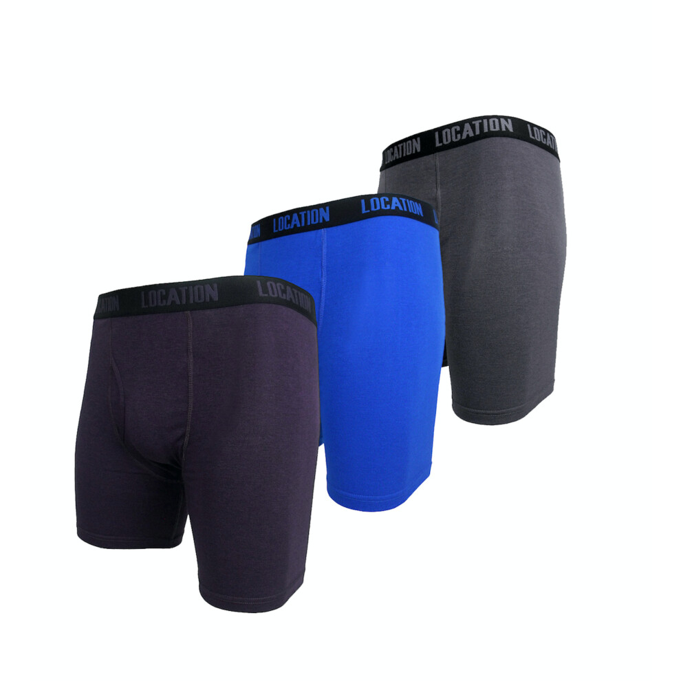 (Mustang 2, 3XL) Mens Location Boxers 3 Pack Sports Longer Leg Boxer Shorts Adults Underwear