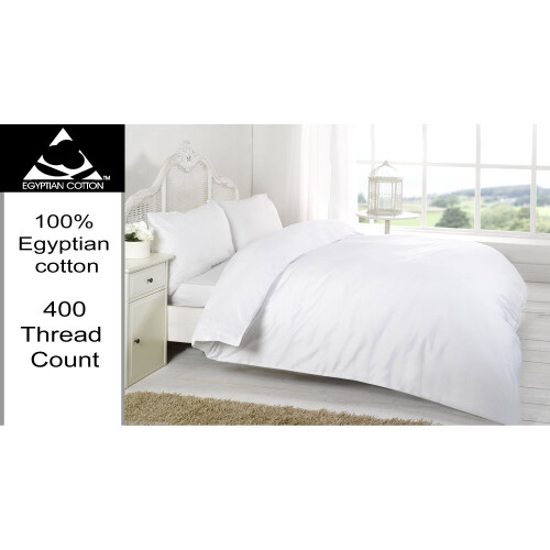 (White, Single) 400 Thread Count Duvet Covers Set Egyptian Cotton Single Double Super King Size