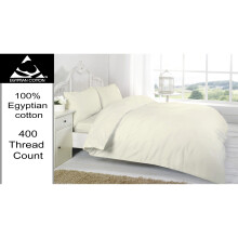 (Cream, Single) 100% Egyptian Cotton 400 Thread Count Flat Sheet