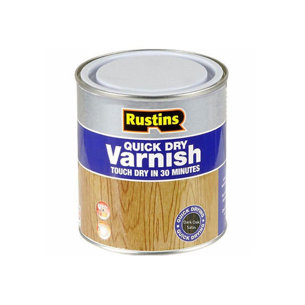 Rustins Quick Dry Coloured Varnish Satin Dark Oak 500ml