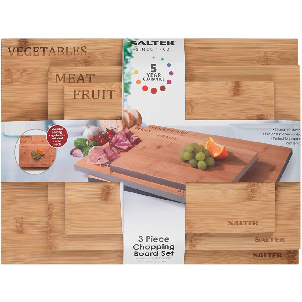 Salter 3 Piece Bamboo Chopping Board Set RRP Â£29.99