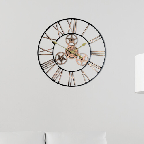 60CM Extra Large Roman Gear Clock Numerals Wall Clock Giant Open Face 2