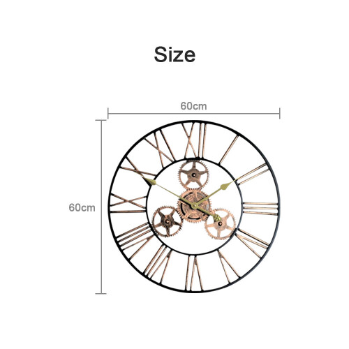 60CM Extra Large Roman Gear Clock Numerals Wall Clock Giant Open Face 1